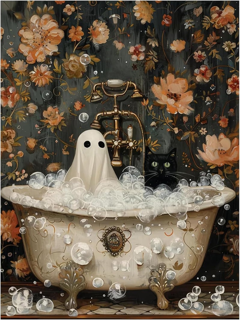 Eterkosu Halloween Counted Cross Stitch Kits for Adults, Ghost Stamped Cross Stitch Kits for Beginners, Needlepoint Cross-Stitch Horror Patterns Embroidery Kits Arts and Crafts for Home Decor - Image 1